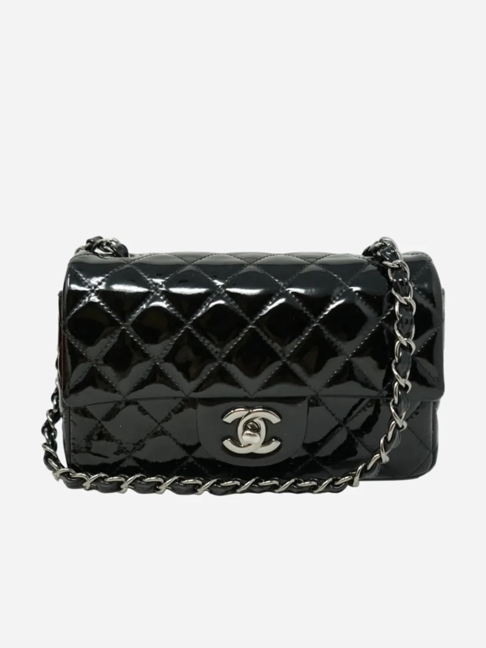 Pre-owned Chanel 2015 Patent Mini Rectangle Flap